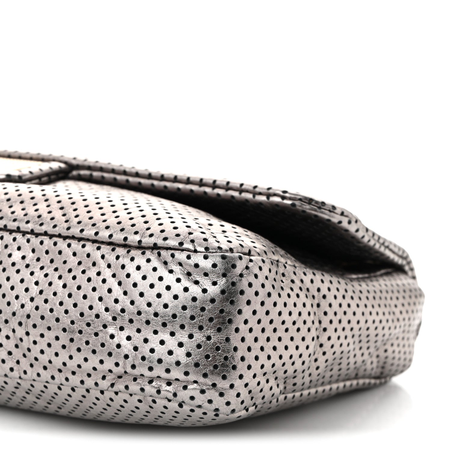 Chanel Metallic Crackled Calfskin Perforated Drill Flap Bronze