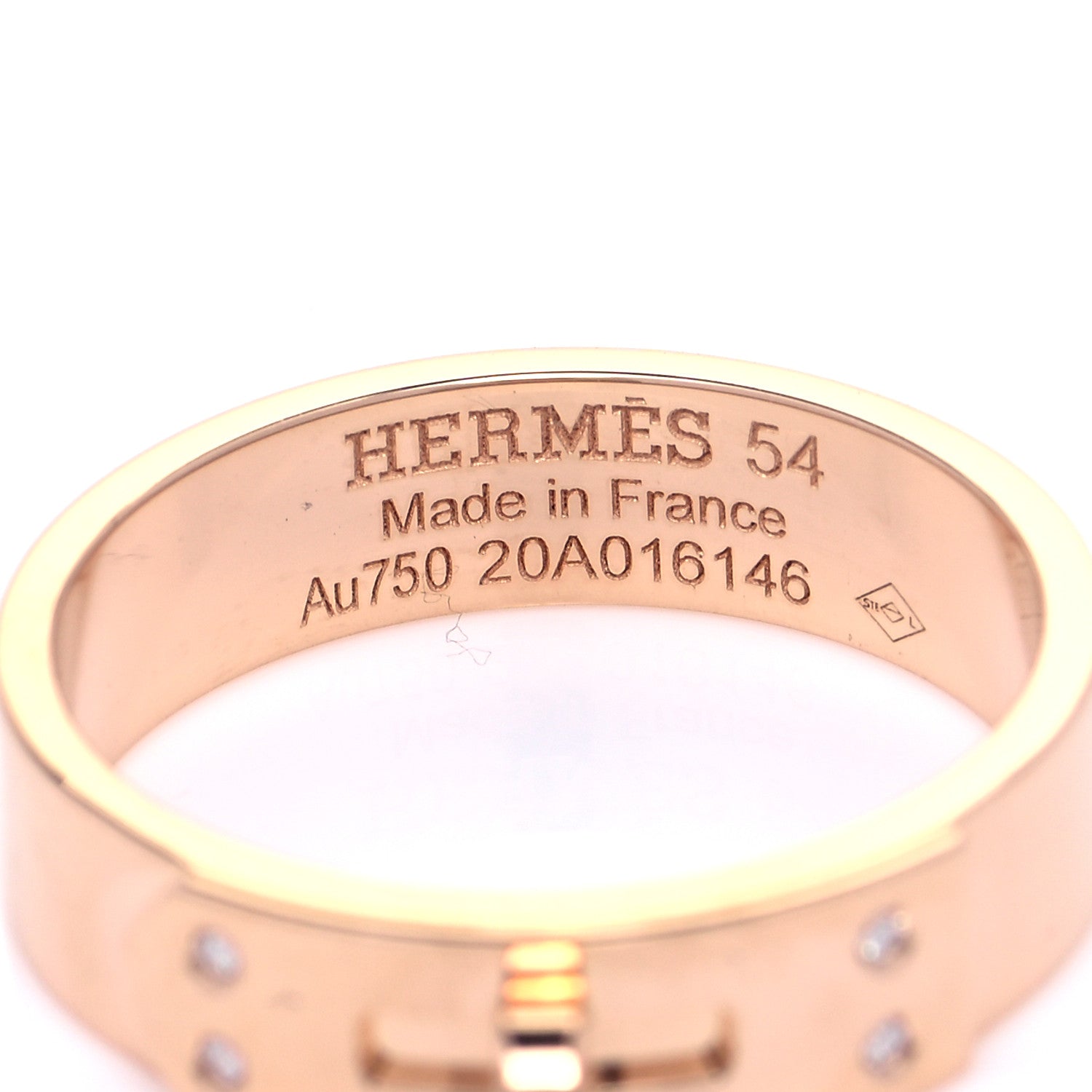 Hermes 18K Rose Gold Diamond PM Kelly Ring 54 6.75 7 of 10