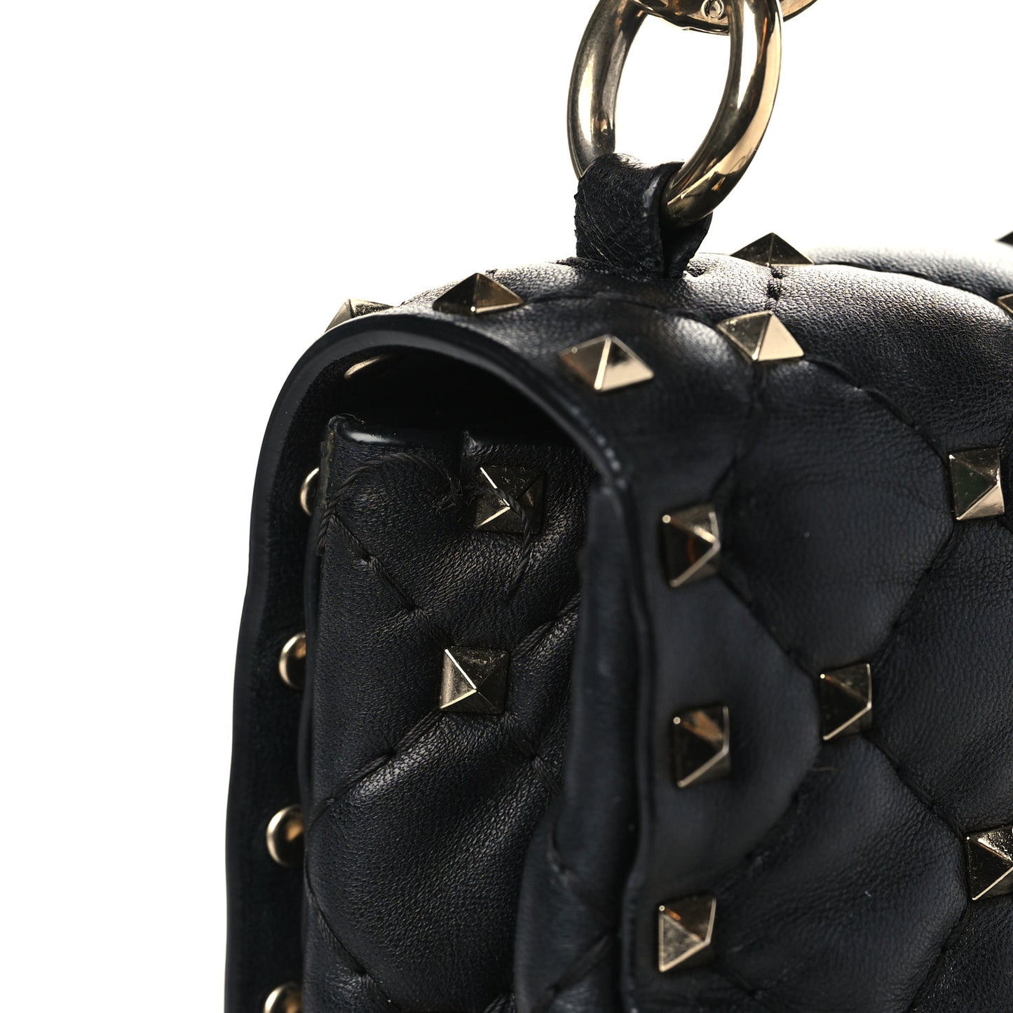Lambskin VLTN Print Medium Rockstud Spike Shoulder Bag Black