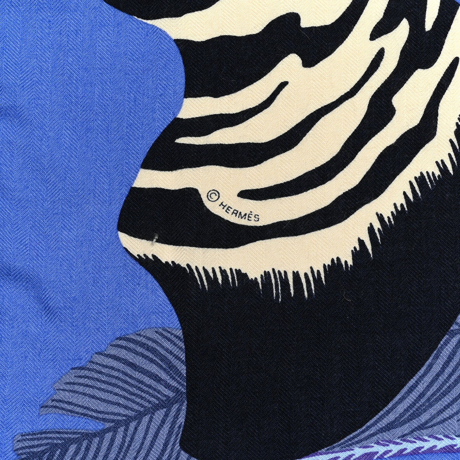 Hermes Cashmere Silk Zebra Pegasus Shawl 140 Lavender Fuchsia Marine 2 of 4