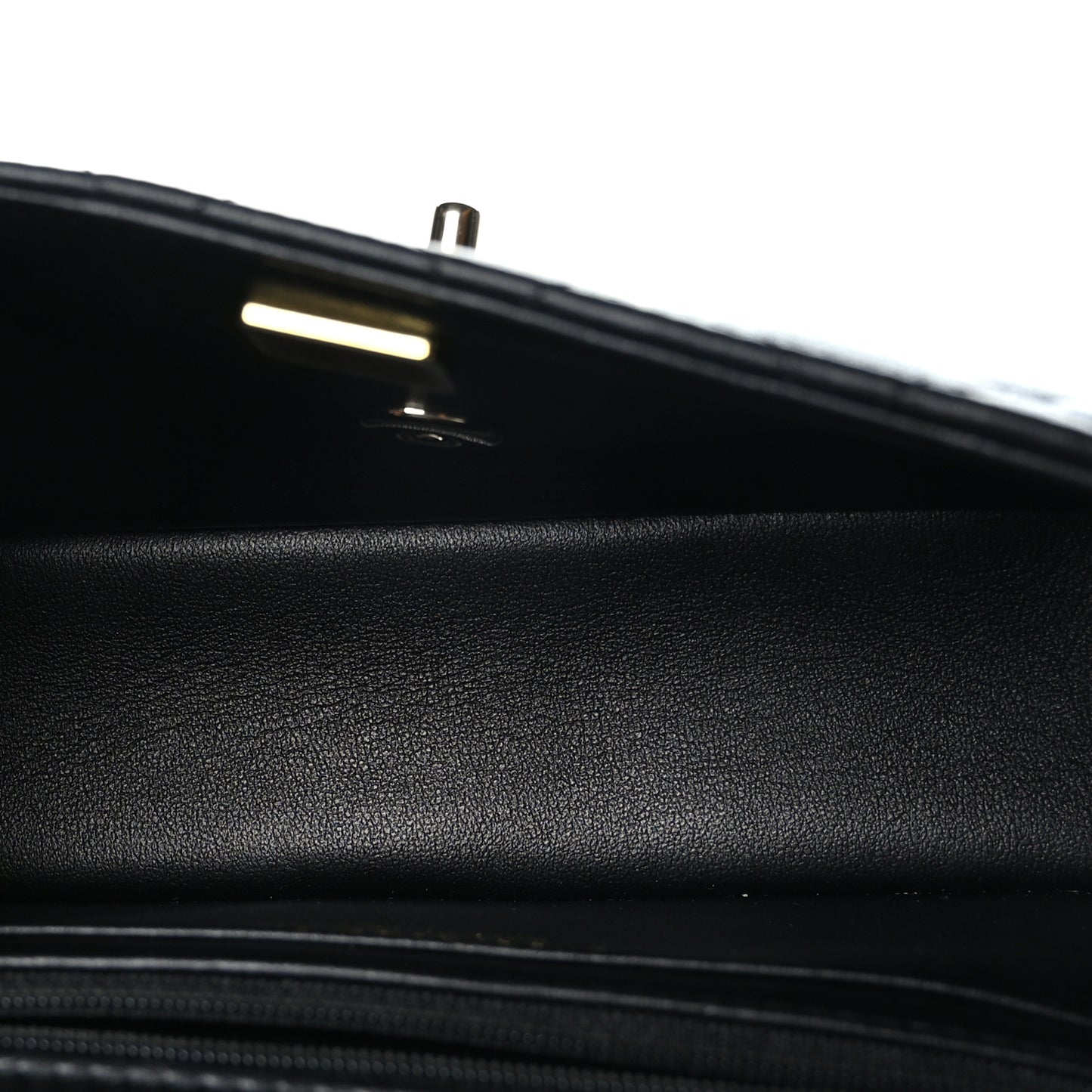 Lambskin Quilted Mini Top Handle Rectangular Flap Black