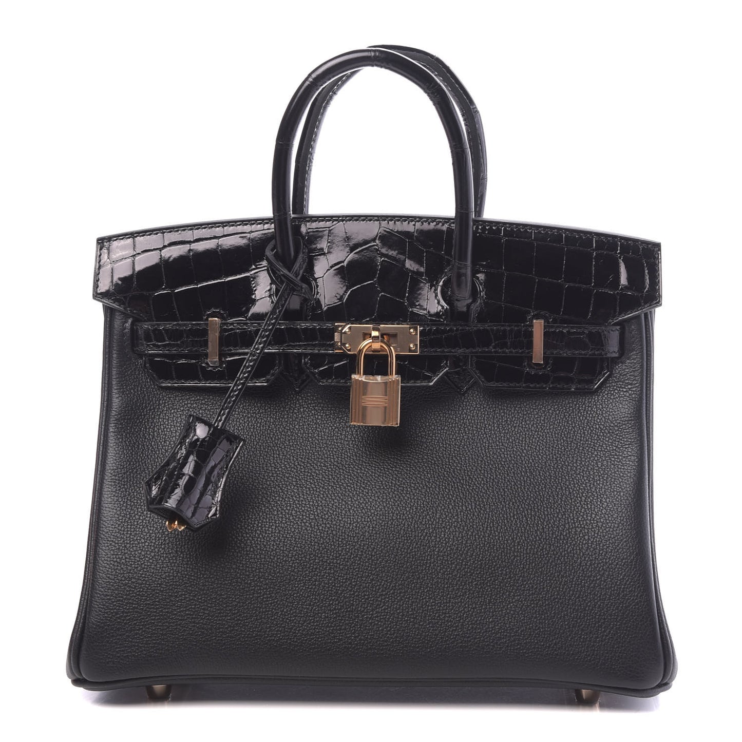 Taurillon Novillo Shiny Niloticus Crocodile Birkin Touch 25 Black