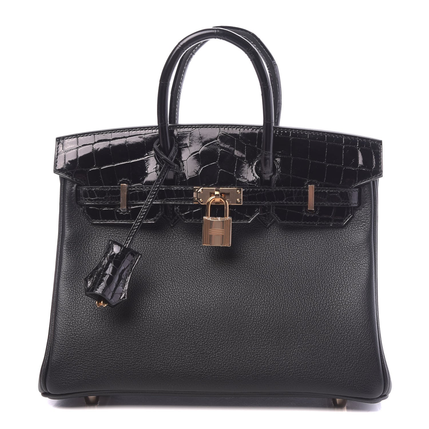 Hermes Taurillon Novillo Shiny Niloticus Crocodile Birkin Touch 25 Black 1 of 42