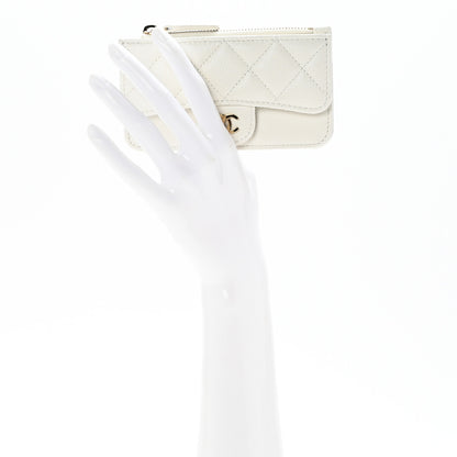 Chanel Caviar Quilted Flap Zip Card Holder White 2 of 8