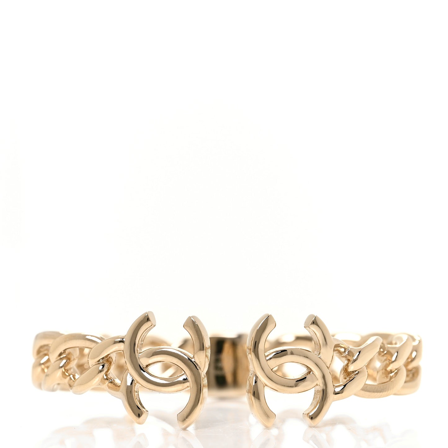 Metal CC Chain Link Cuff Bracelet Gold