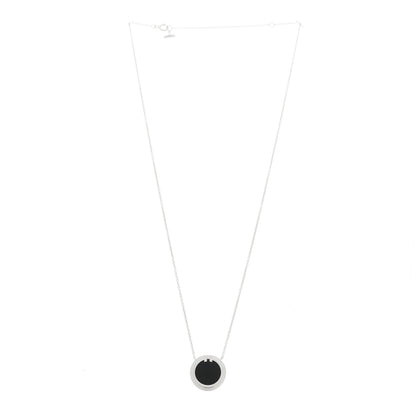 Tiffany 18K White Gold Black Onyx 16mm T Circle Pendant Necklace 3 of 6