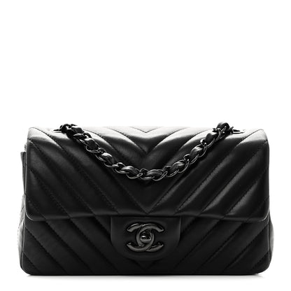 Chanel Lambskin Chevron Quilted Mini Rectangular Flap So Black 1 of 11