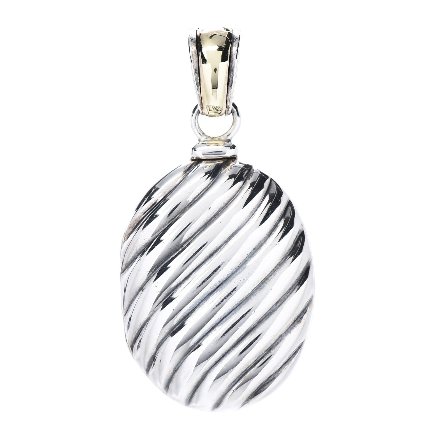 David Yurman Sterling Silver 18K Yellow Gold Oval Cable Locket Pendant 1 of 6