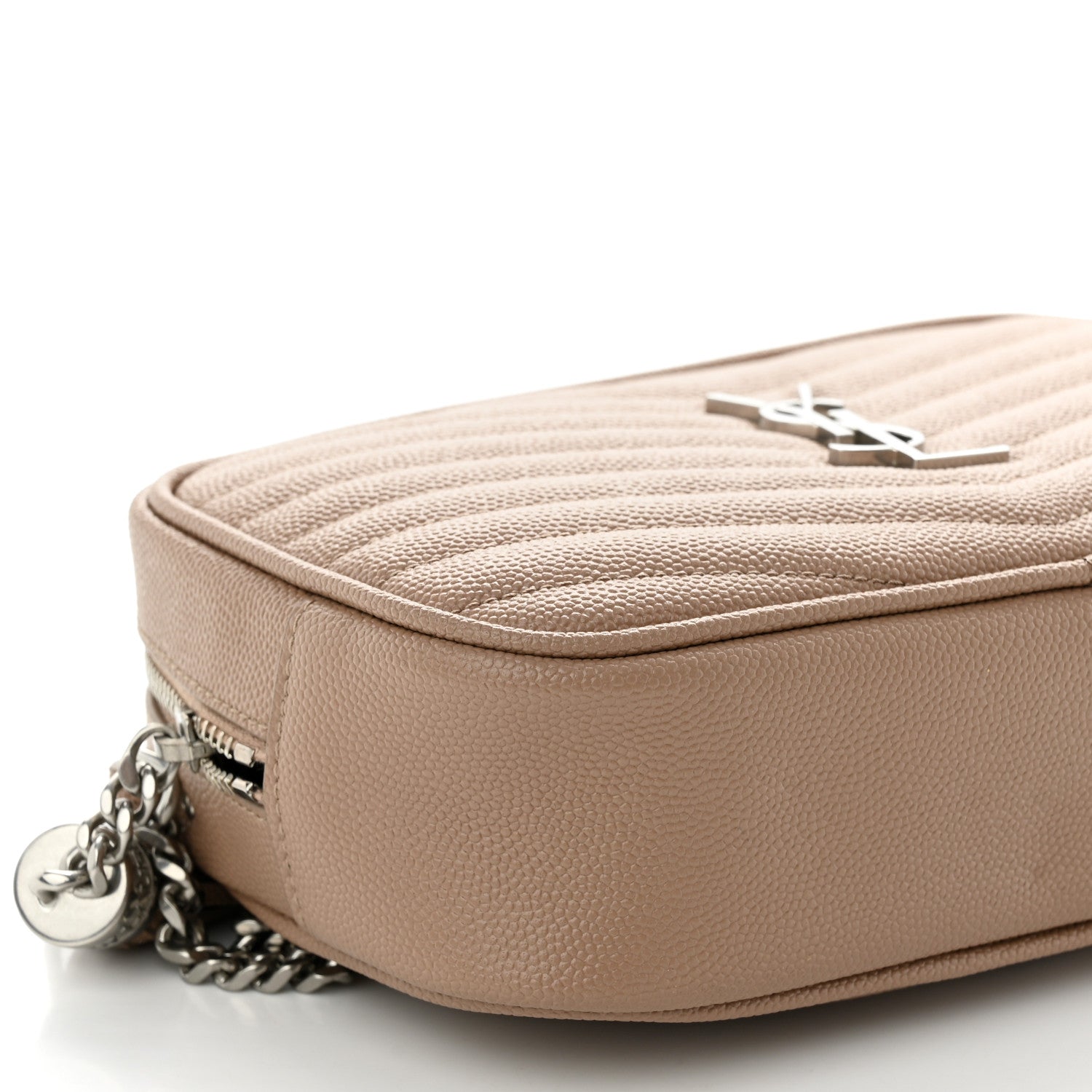Saint Laurent Grain De Poudre Matelasse Monogram Mini Lou Camera Bag Dark Beige 9 of 10