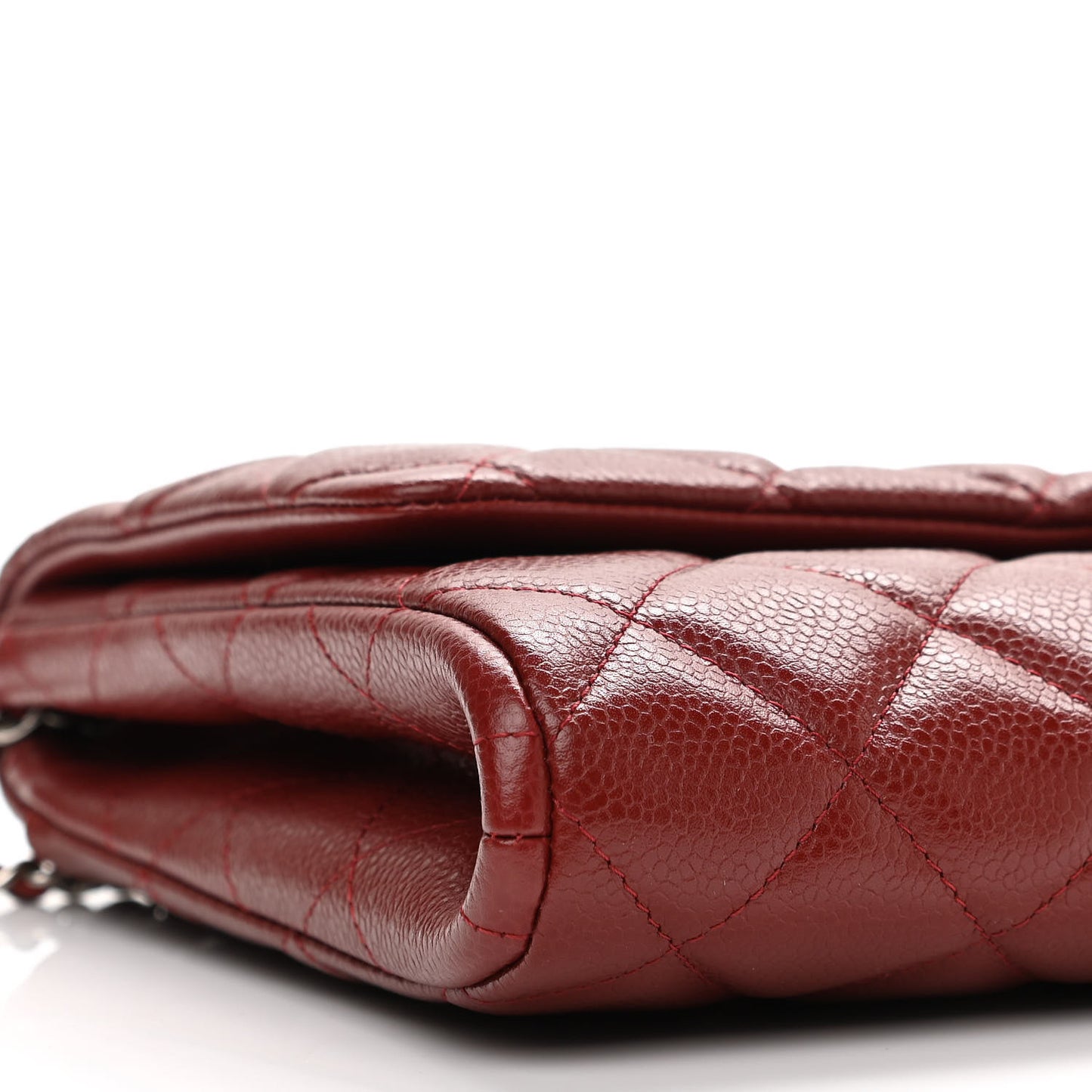 Caviar Quilted Clutch With Chain Flap Dark Red