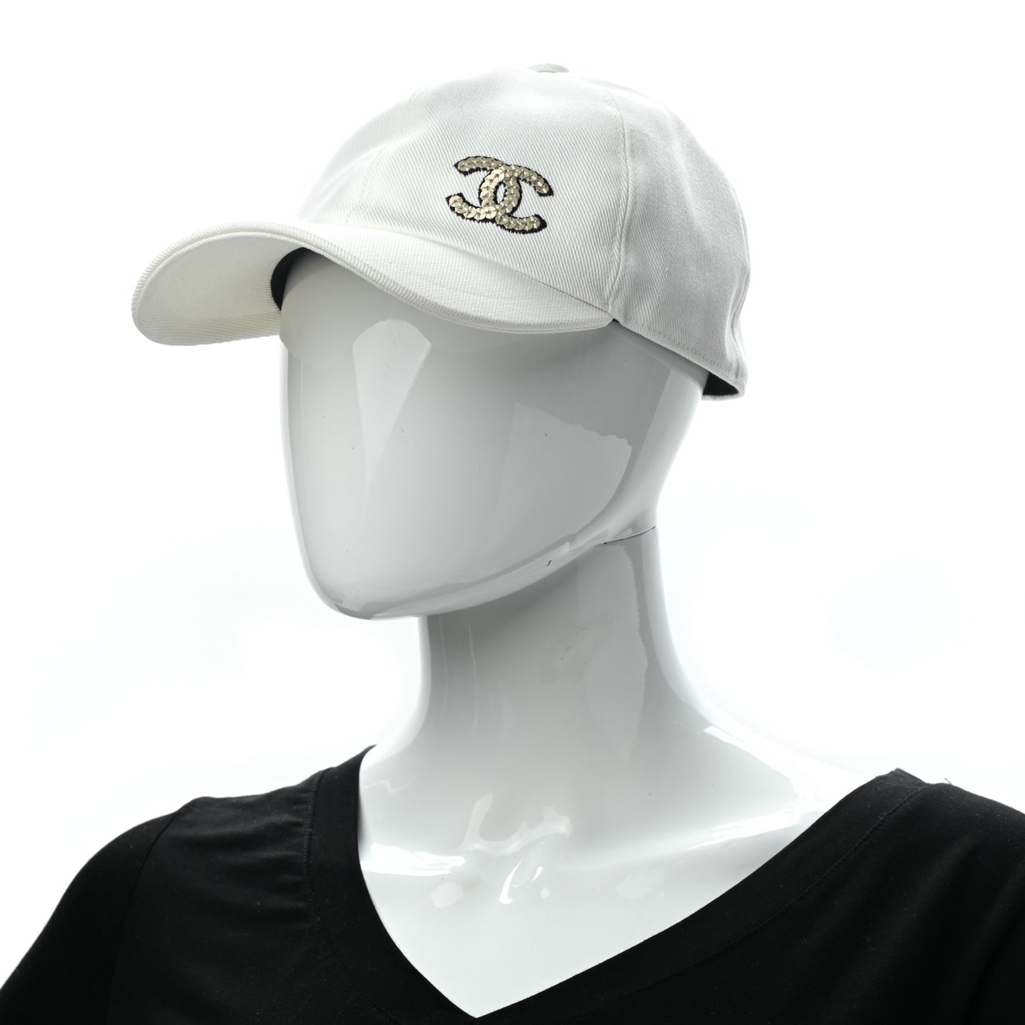 Cotton Sequin CC Cap Hat Ivory