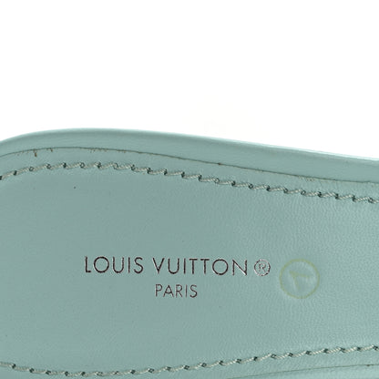 Louis Vuitton Lambskin Embossed Monogram Revival High Heel Mules 40 Light Blue 6 of 12