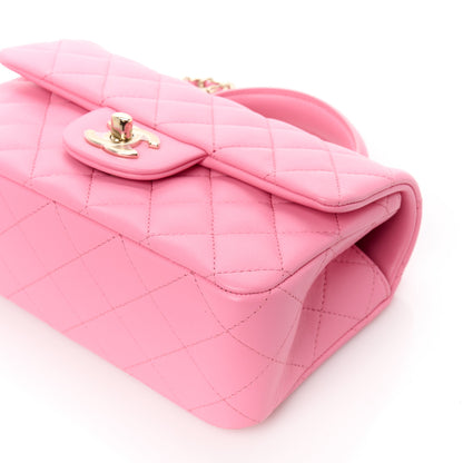 Chanel Lambskin Quilted Mini Top Handle Rectangular Flap Pink 11 of 11
