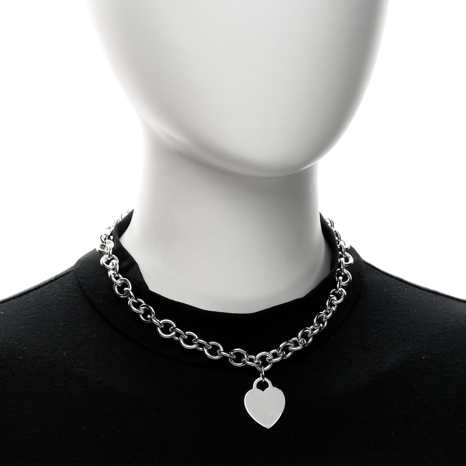 Tiffany Sterling Silver Heart Tag Pendant Necklace 2 of 5