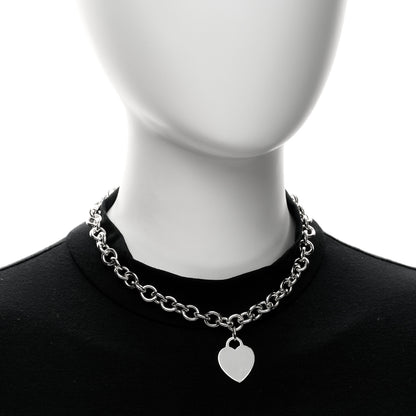 Tiffany Sterling Silver Heart Tag Pendant Necklace 2 of 5