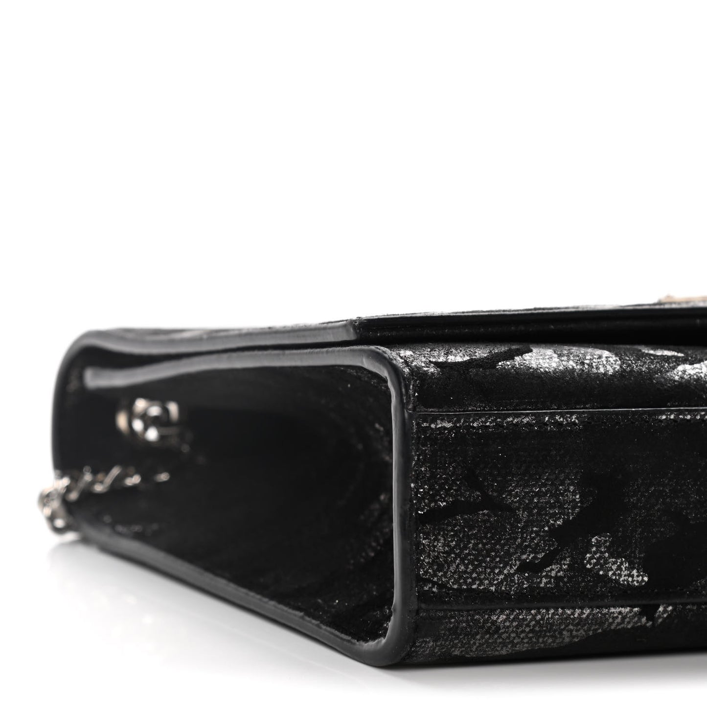 Metallic Fabric Camouflage Medium Classic Monogram Kate Tassel Satchel Black