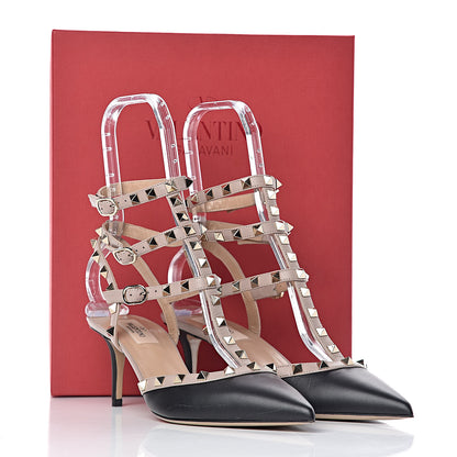 Valentino Garavani Calfskin Nappa Rockstud Ankle Strap 65mm Pumps 40 Black Poudre 9 of 9