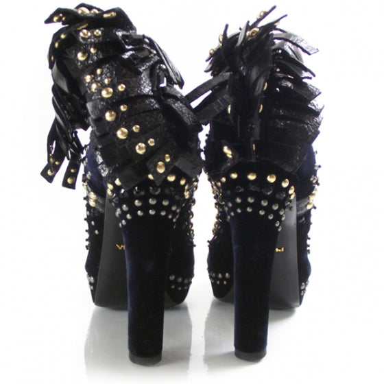 Prada Velvet Studded Mohawk Pumps 38 3 of 6