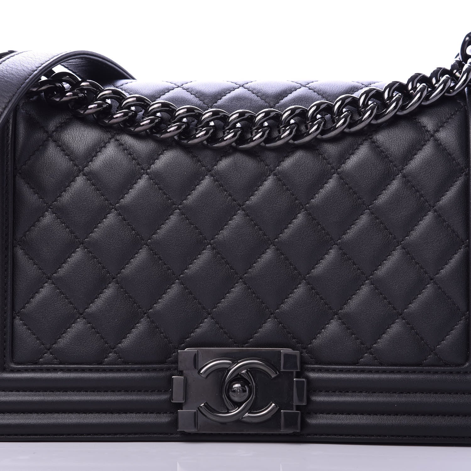 Chanel Calfskin Quilted Medium Boy Flap So Black 11 of 11
