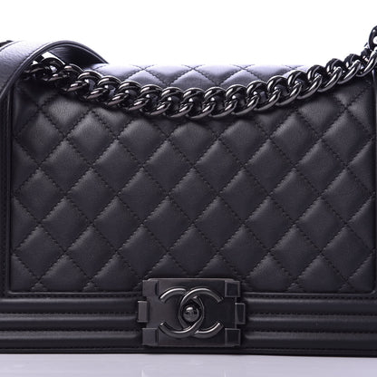 Chanel Calfskin Quilted Medium Boy Flap So Black 11 of 11