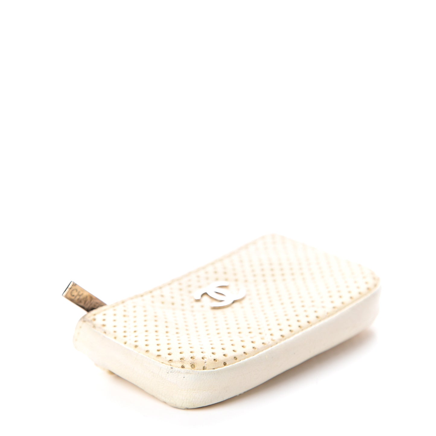 Perforated Lambskin Key Holder Case White