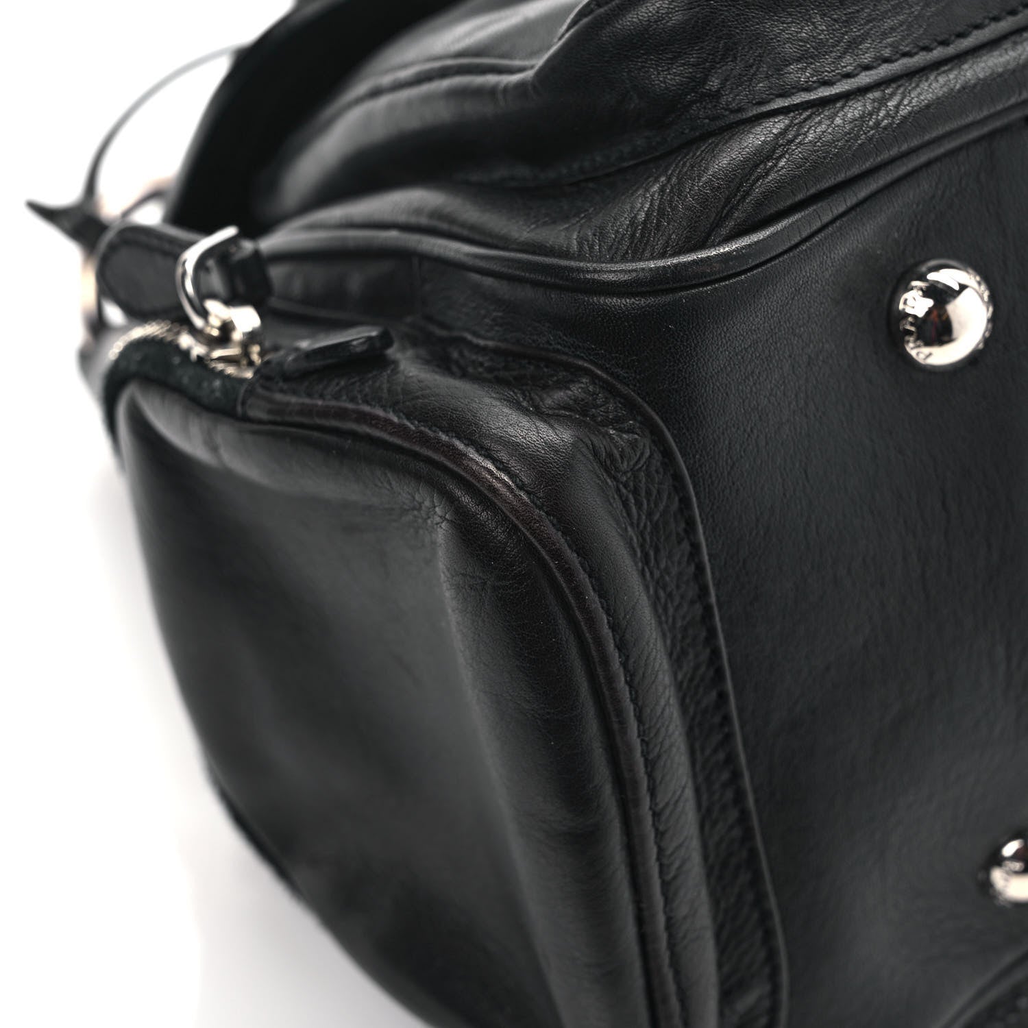 Prada Cervo Antik Easy A Foldover Pushlock Flap Shoulder Bag Black 10 of 14