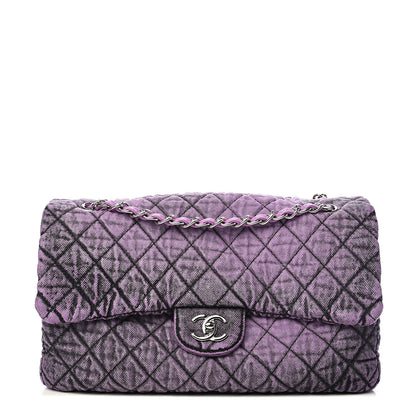 Chanel Denim Quilted Denimpression Flap Purple Black 1 of 10