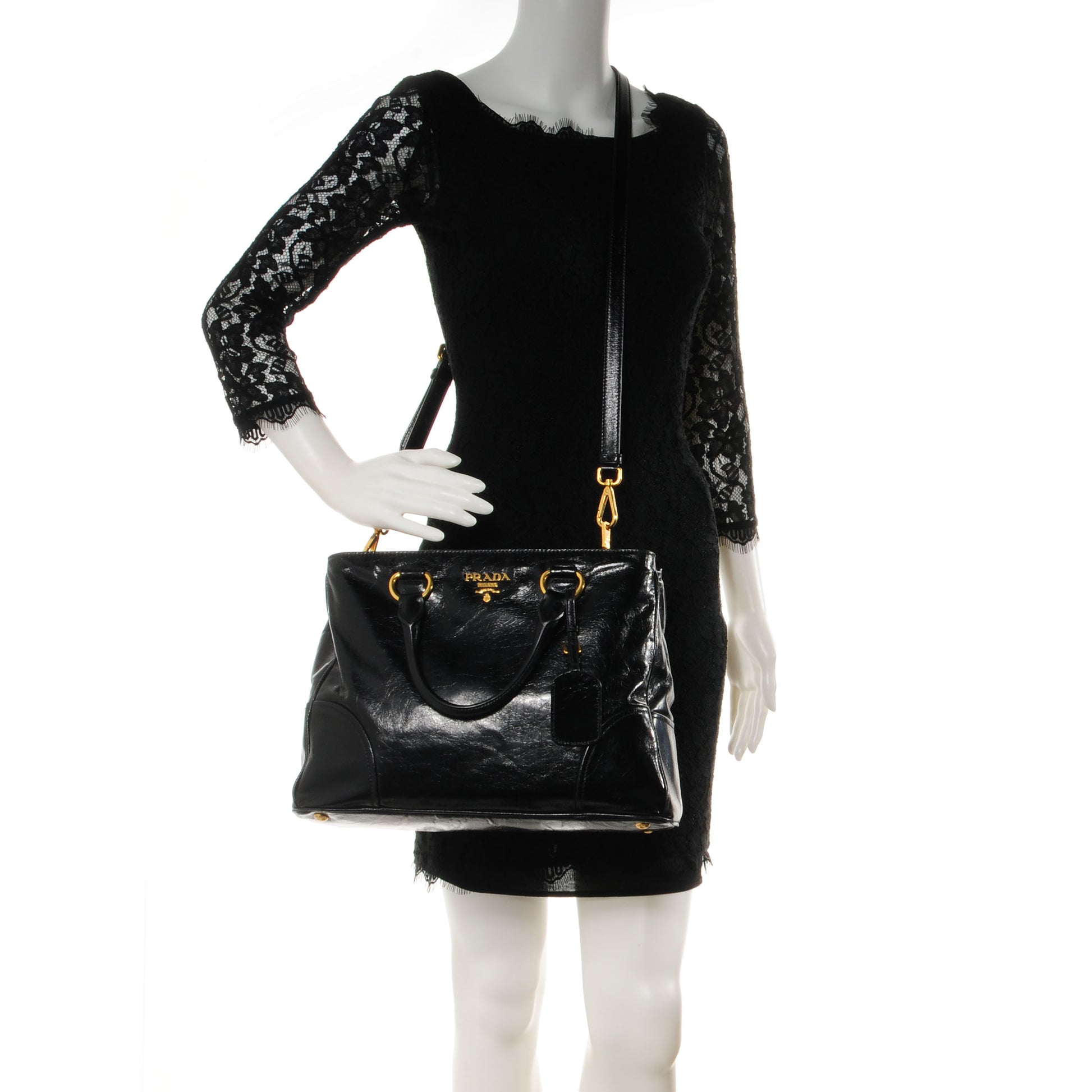 Prada Vitello Shine Tote Nero Black 2 of 9