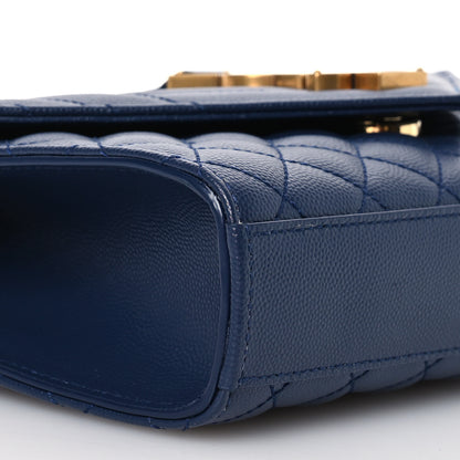 Saint Laurent Grain De Poudre Textured Mixed Matelasse Triquilt Small Monogram Satchel Blue Charron 9 of 12