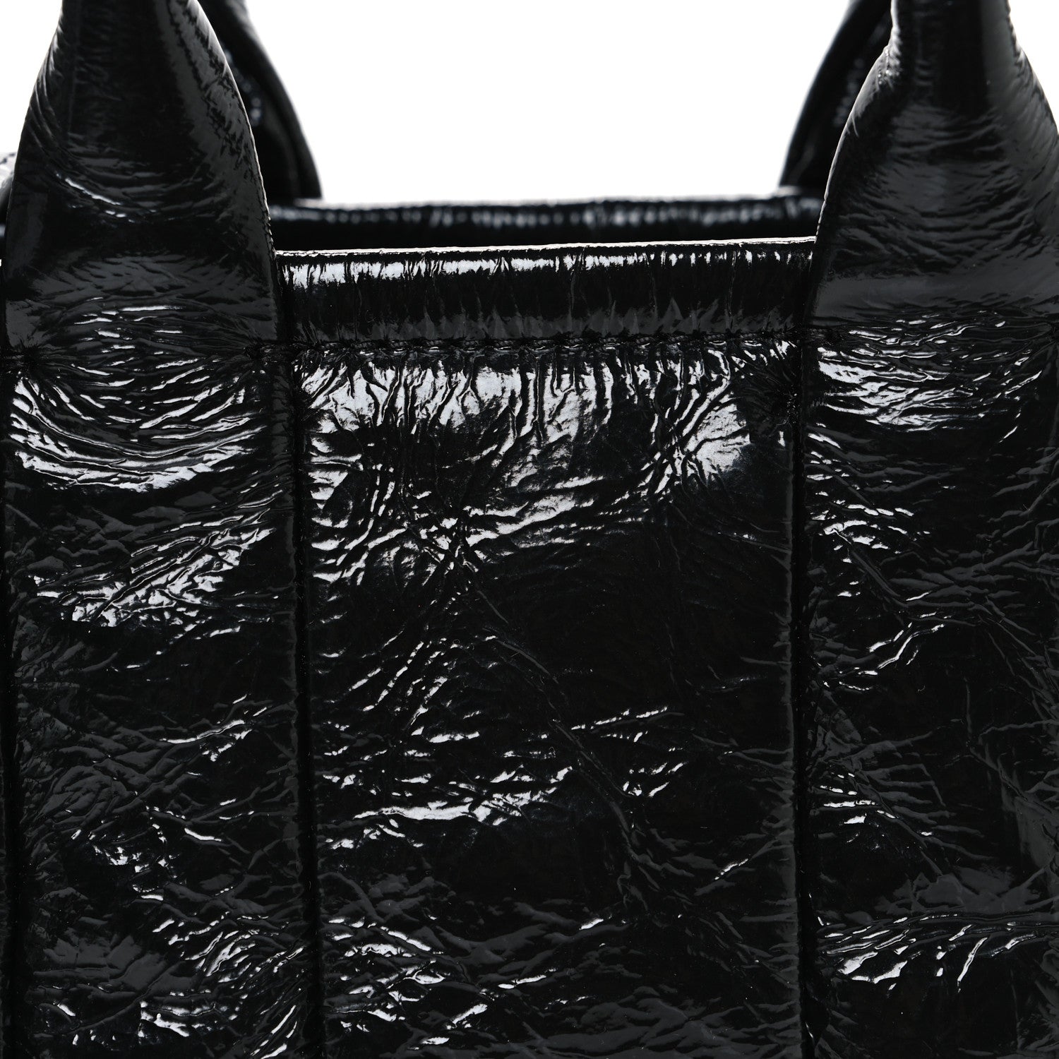Marc Jacobs Shiny Crinkled Calfskin Mini The Tote Bag Black 8 of 10