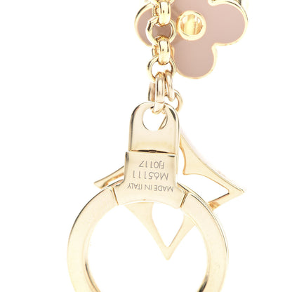 Louis Vuitton Brass Enamel Fleur De Monogram Bag Charm Chain Gold 3 of 4