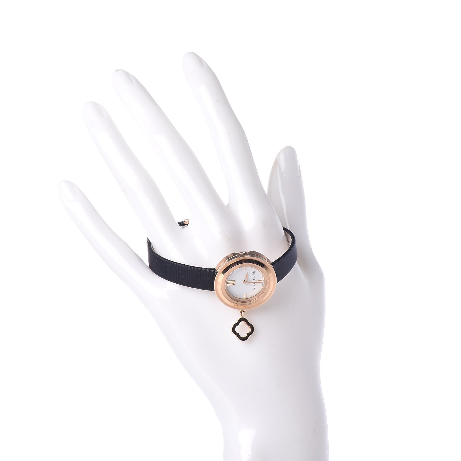 Van Cleef & Arpels 18K Rose Gold Satin 25mm Charms Quartz Watch 2 of 7