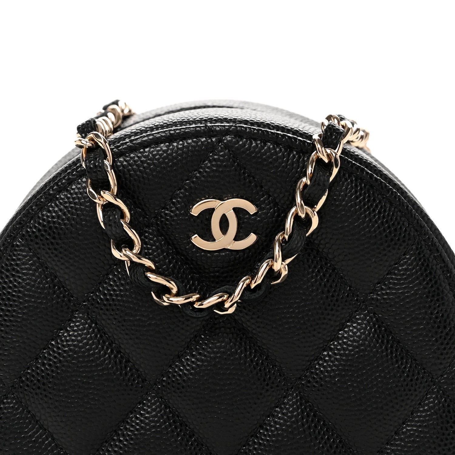 Chanel Caviar Quilted Round Clutch With Chain Black 8 of 10