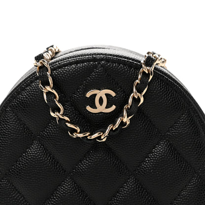 Chanel Caviar Quilted Round Clutch With Chain Black 8 of 10