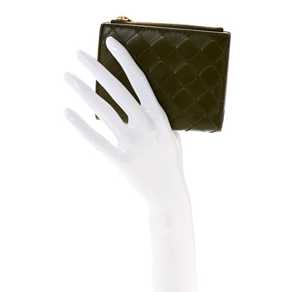 Bottega Veneta Nappa Intrecciato Small Bi-Fold Zip Wallet Kaki Fondent 2 of 8