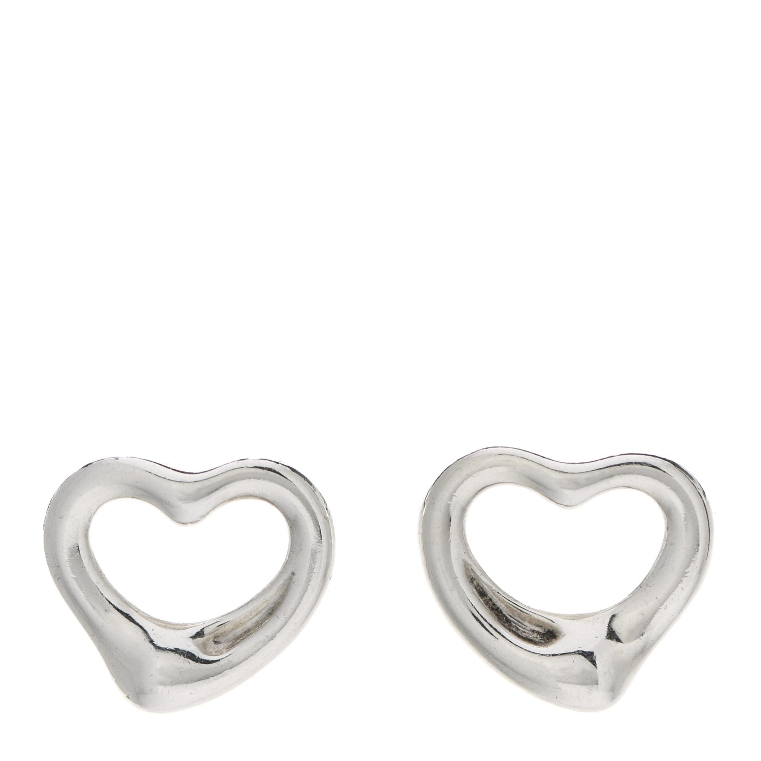 Tiffany Sterling Silver 11mm Elsa Peretti Open Heart Earrings 1 of 4
