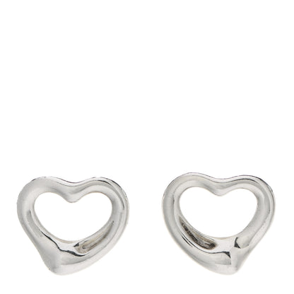 Tiffany Sterling Silver 11mm Elsa Peretti Open Heart Earrings 1 of 4