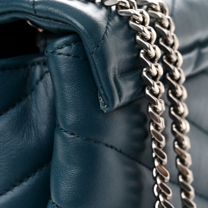 Saint Laurent SAINT LAURENT Calfskin Y Quilted Monogram Small Loulou Chain Satchel Green 14 of 14