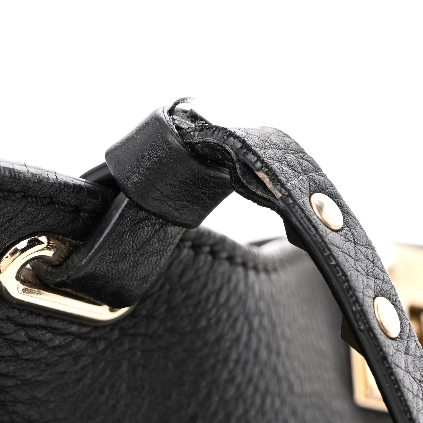 Pebbled Calfskin Medium Rockstud Tote Black