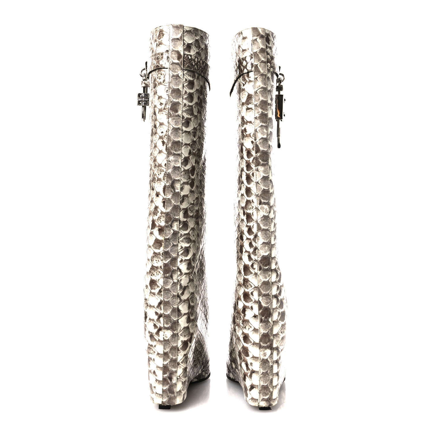 Givenchy Snakeskin Shark Lock Pant Boots 41 Grey Natural 6 of 10
