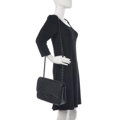 Chanel Crumpled Calfskin Quilted Jumbo Double Flap So Black 2 of 10
