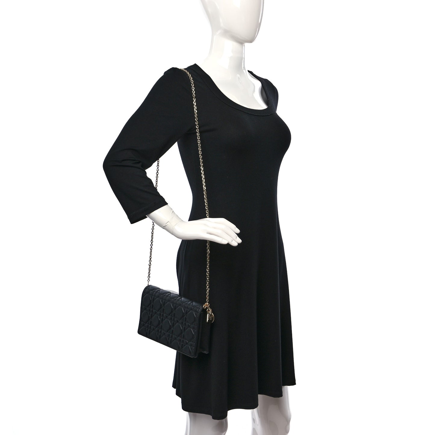 Lambskin Cannage Lady Dior Pouch Black