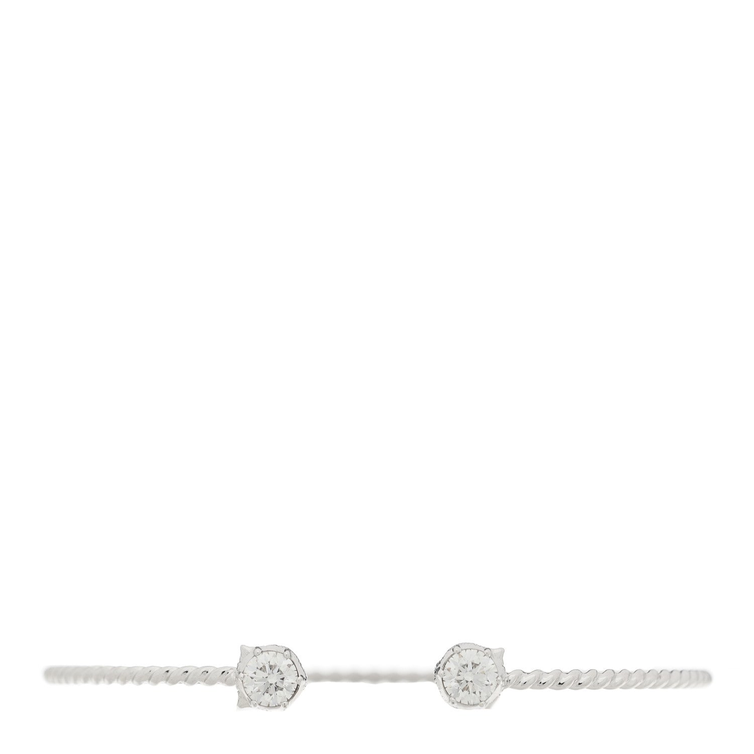 Gucci 18K White Gold Diamond Marche des Merveilles Feline Cuff Bracelet 1 of 4