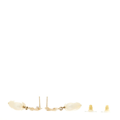 Chanel Pearl CC Heart Drop Earrings Gold 3 of 5