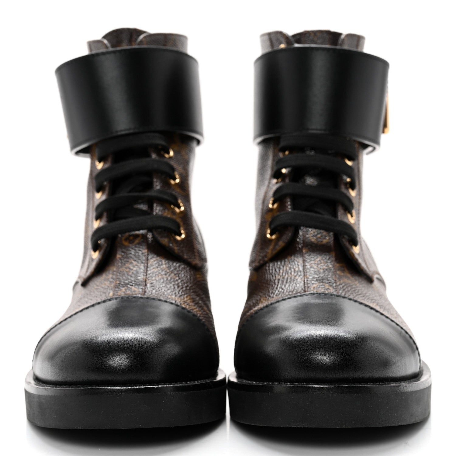 Louis Vuitton Calfskin Monogram Wonderland Flat Ranger Boots 38 Black 2 of 11