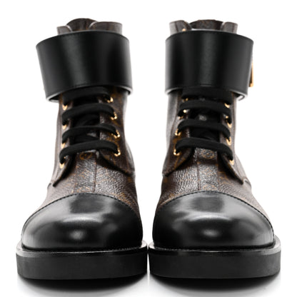 Louis Vuitton Calfskin Monogram Wonderland Flat Ranger Boots 38 Black 2 of 11