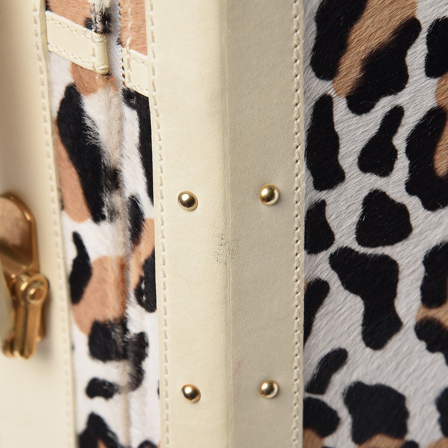 Calf Hair Leopard Print Rolling Luggage