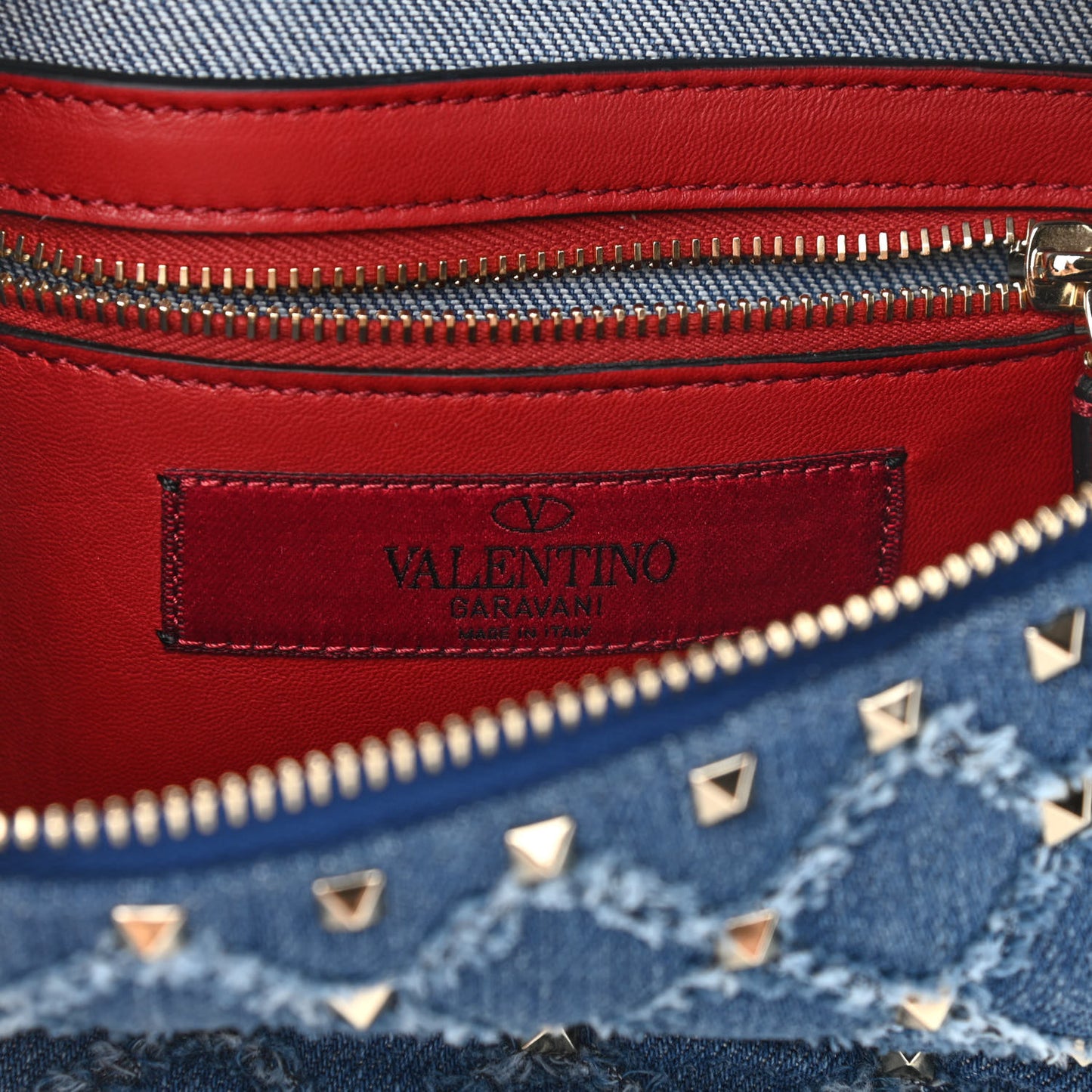 Denim Rockstud Spike Belt Bag Denim