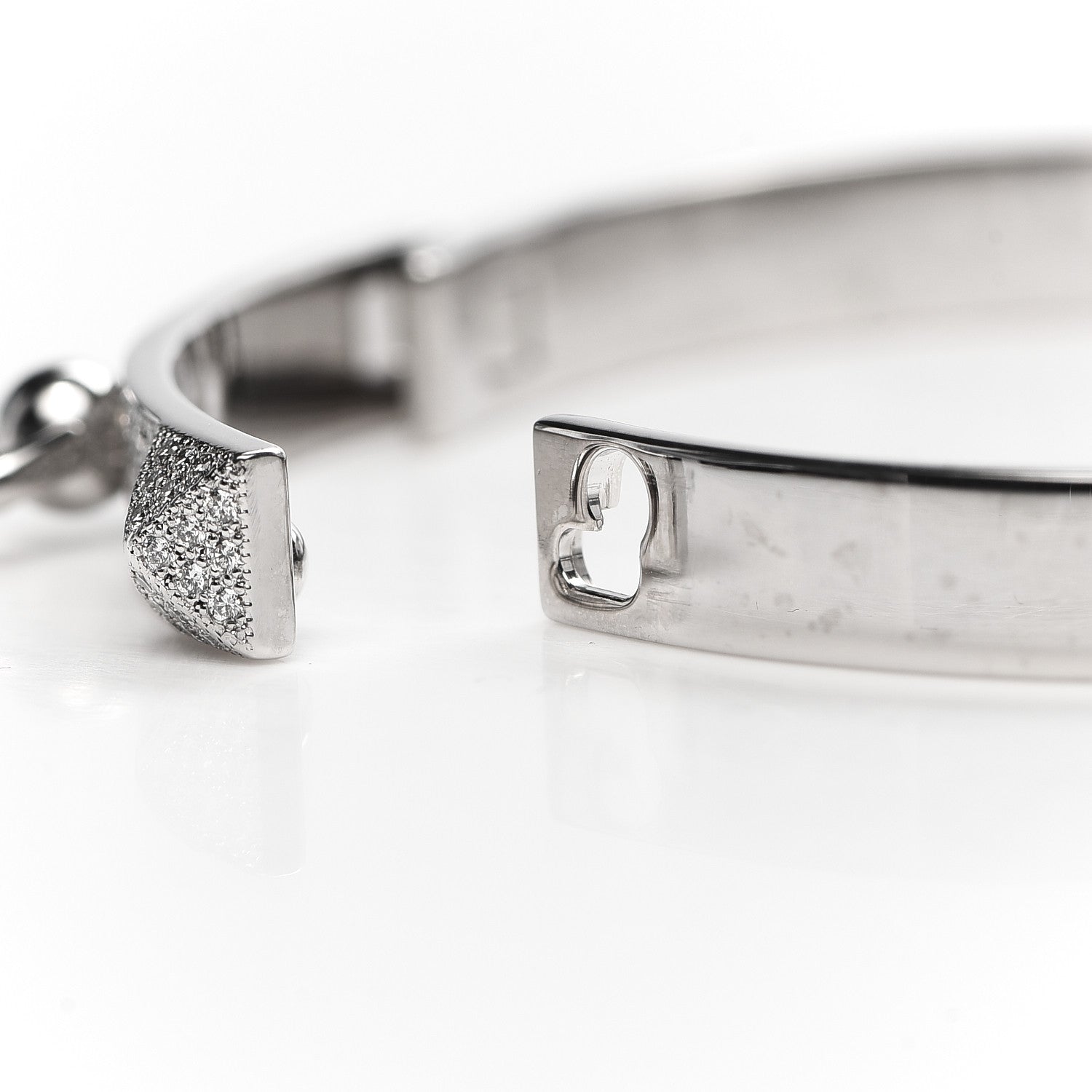 Hermes 18K White Gold Pave Diamond PM Collier De Chien Bracelet ST 5 of 7