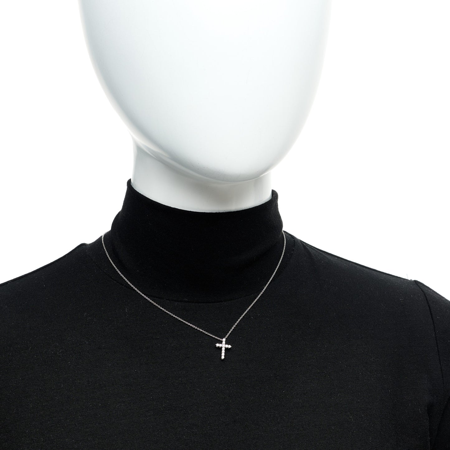 Platinum Diamond Mini Cross Pendant Necklace
